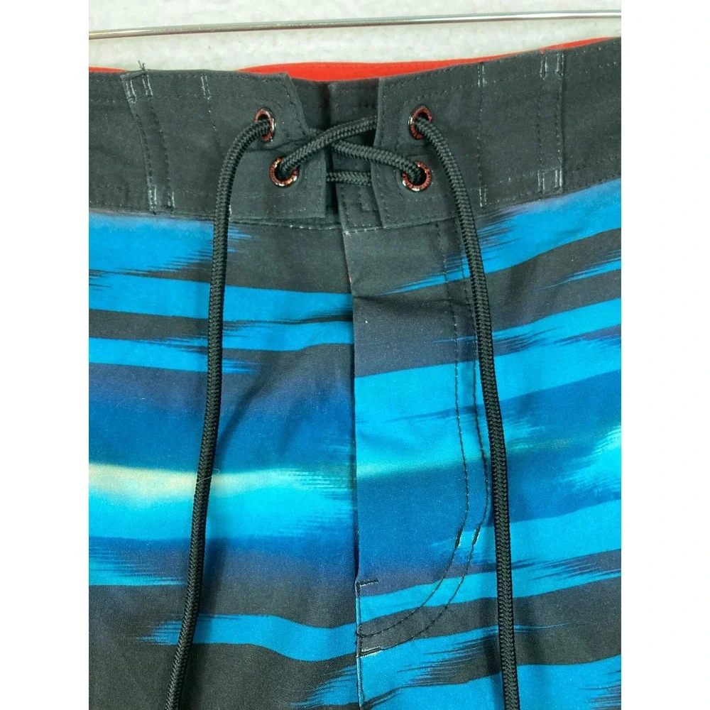 American Eagle Outfitters Mens Board Shorts‎ Blue Black Abstract Stripe Size 38